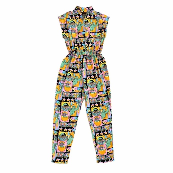 Nooworks Magic Suit One Piece Jumpsuit Colorful Florescent Neon Dreyfus Print - Picture 9 of 11